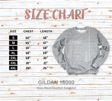 gildan brand sweatshirt size chart